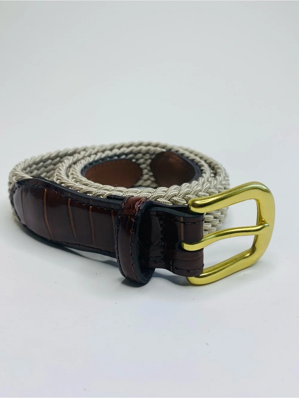 Webbed and embossed Leather Belt Size 36 Preppy Classic Country club